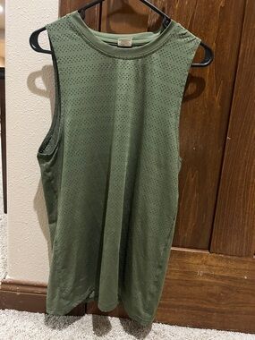 ZYIA Olive Green Perforated Muscle Tank